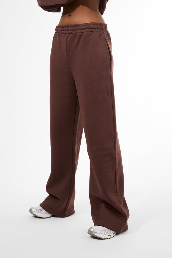 Kaiia Embossed Wide Leg Joggers Mocha
