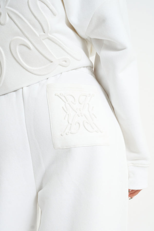 Kaiia Embossed Wide Leg Joggers White