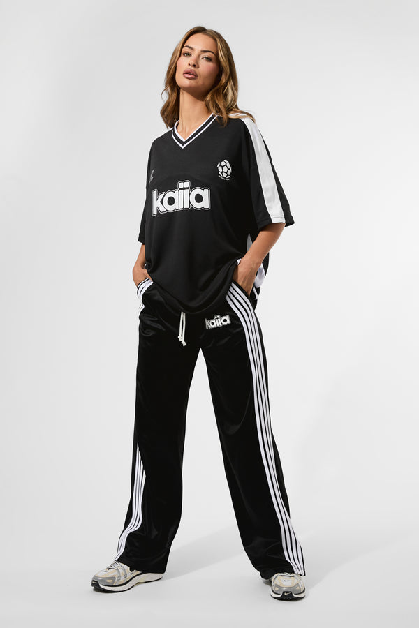 Kaiia Embroidered Logo Tricot Joggers Black