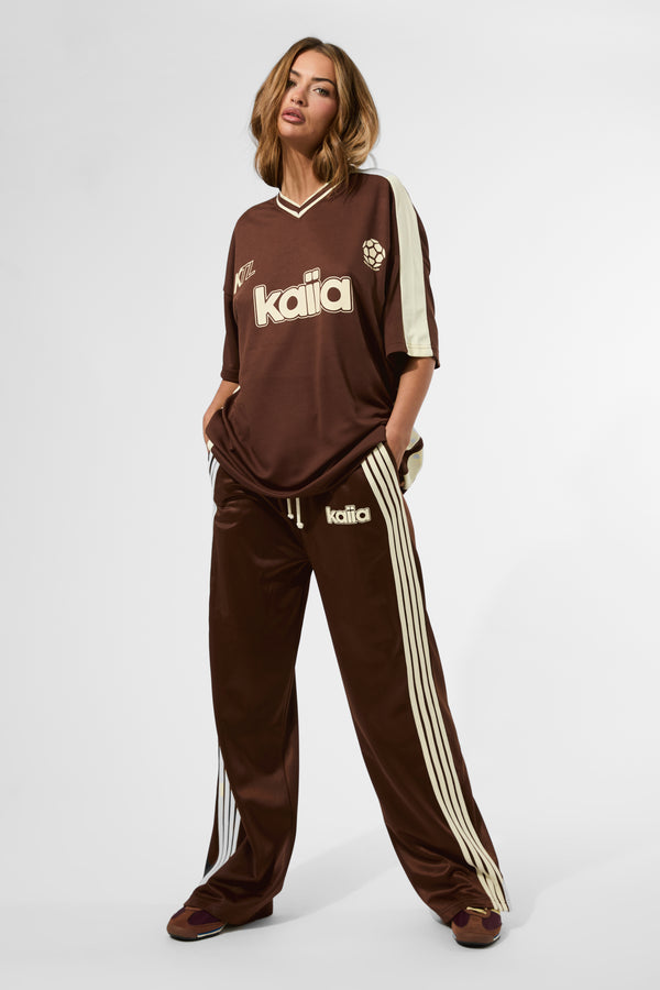 Kaiia Embroidered Logo Tricot Joggers Brown