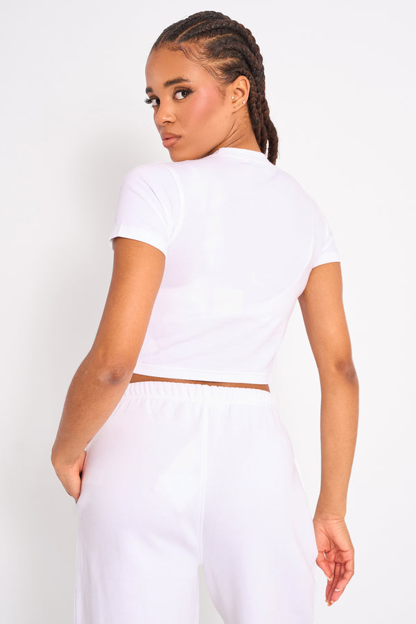 Kaiia Graphic Baby Tee White & Hot Pink