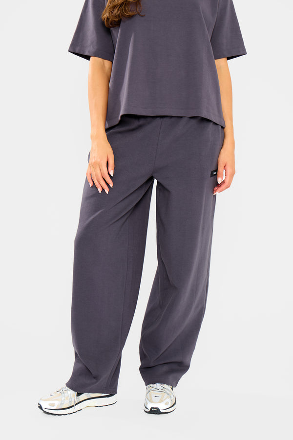 Kaiia Interlock Barrel Leg Joggers Midnight Charcoal