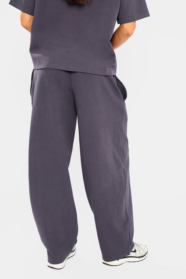 Kaiia Interlock Barrel Leg Joggers Midnight Charcoal