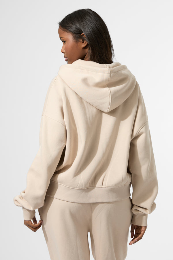 Kaiia KTL Logo Oversized Zip Up Hoodie Truffle