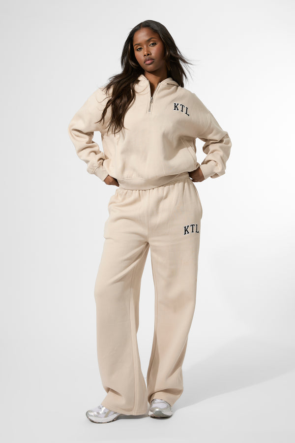 Kaiia KTL Logo Oversized Zip Up Hoodie Truffle