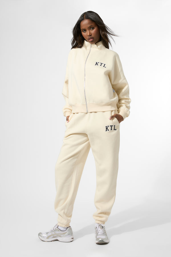 Kaiia KTL Logo Oversized Zip Up Sweatshirt Buttercream