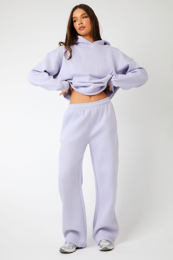 Kaiia KTL Logo Wide Leg Joggers Iced Lilac