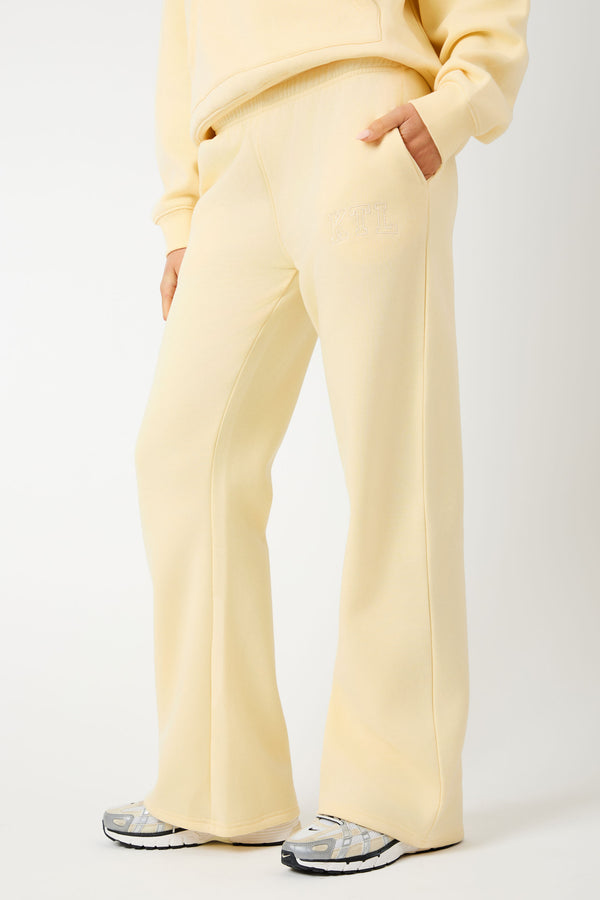 Kaiia KTL Logo Wide Leg Joggers Lemon Frosting