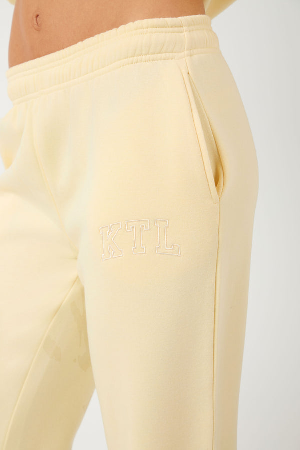 Kaiia KTL Logo Wide Leg Joggers Lemon Frosting