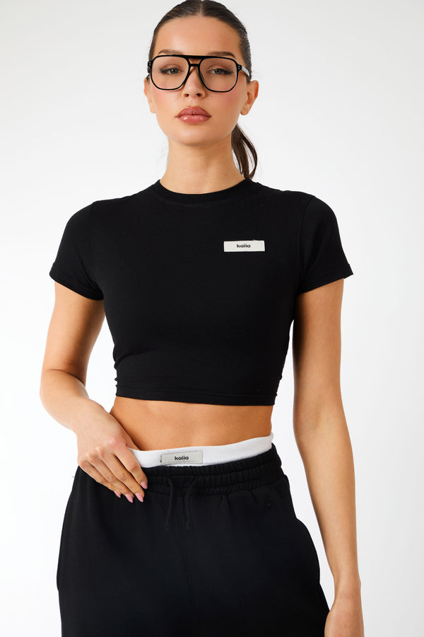 Kaiia Label Logo Baby Tee Black