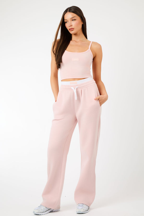 Kaiia Label Logo Cami Vest Top Dusty Pink