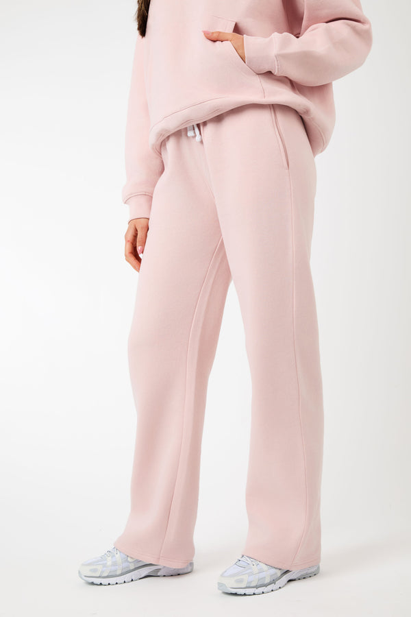 Kaiia Label Logo Exposed Waistband Wide Leg Joggers Dusty Pink