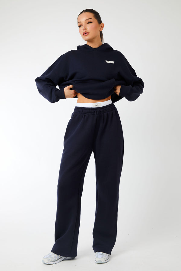 Kaiia Label Logo Oversized Hoodie Navy