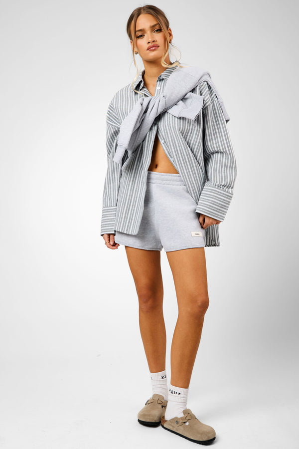 Kaiia Label Logo Oversized Shirt Grey Stripe
