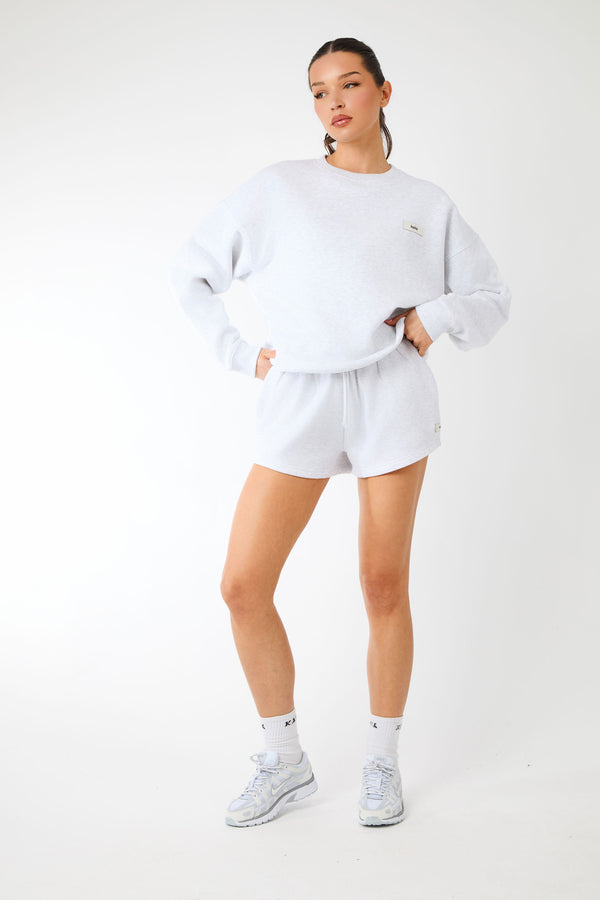 Kaiia Label Logo Oversized Sweatshirt Light Grey Marl