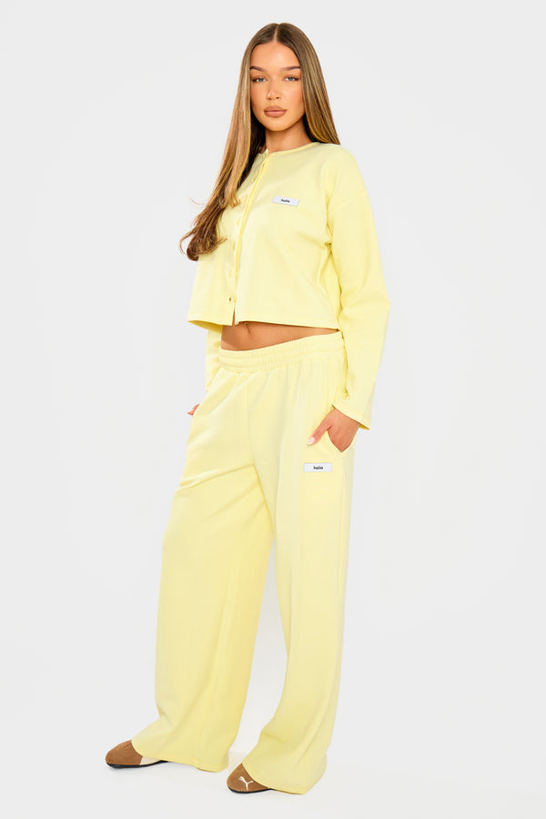 Kaiia Label Logo Premium Interlock Button Up Boxy T-Shirt Yellow