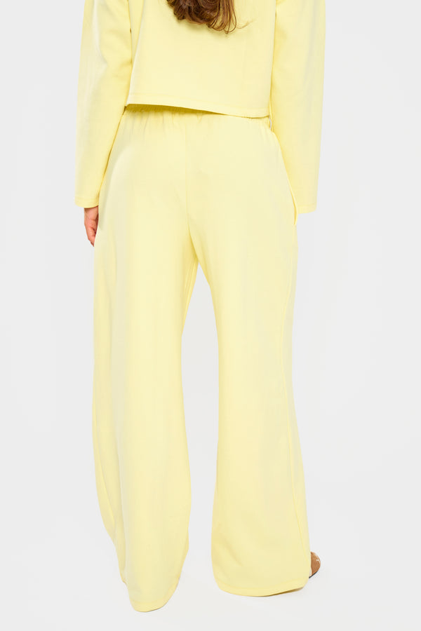 Kaiia Label Logo Premium Interlock Wide Leg Joggers Yellow