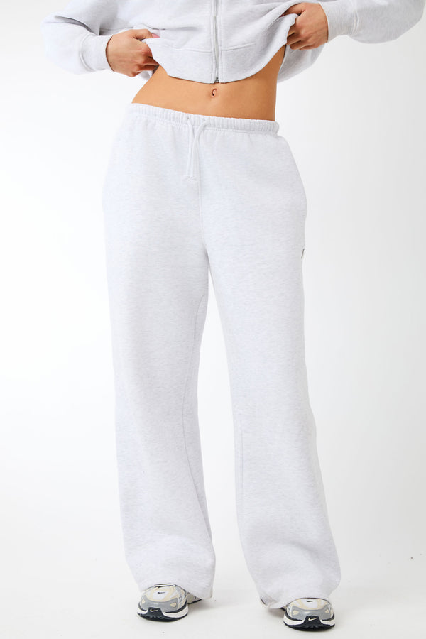 Kaiia Label Logo Wide Leg Joggers Light Grey Marl