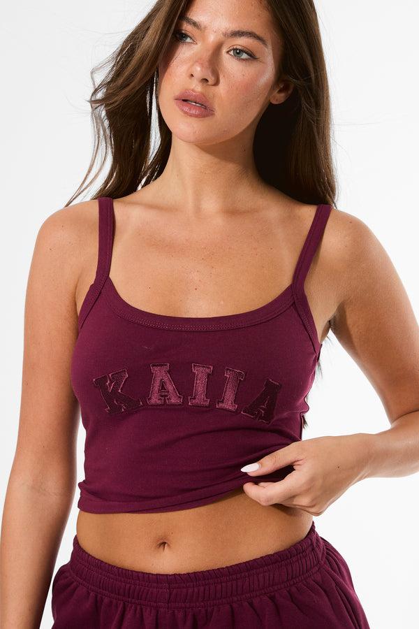 Kaiia Logo Cami Top Deep Burgundy