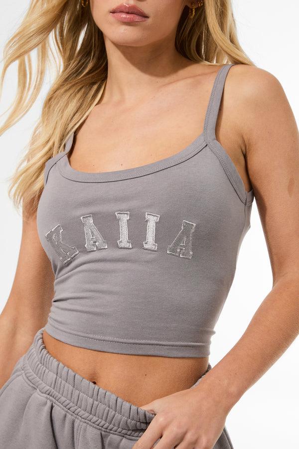 Kaiia Logo Cami Top Dove Grey