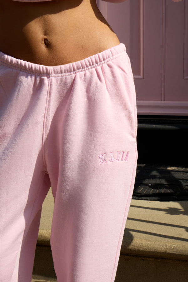Kaiia Logo Cuffed Joggers Baby Pink
