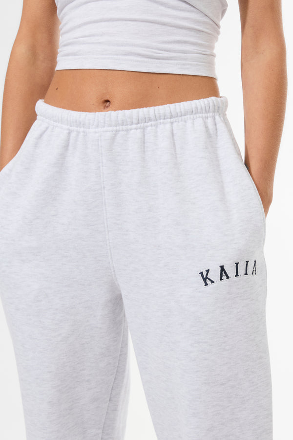 Kaiia Logo Cuffed Joggers Light Grey Marl & Navy