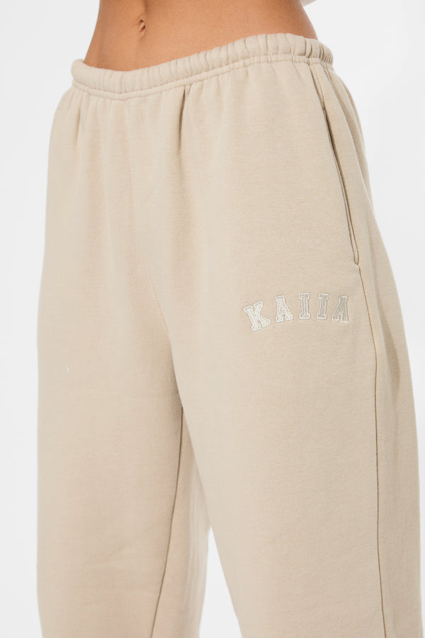 Kaiia Logo Cuffed Joggers Stone