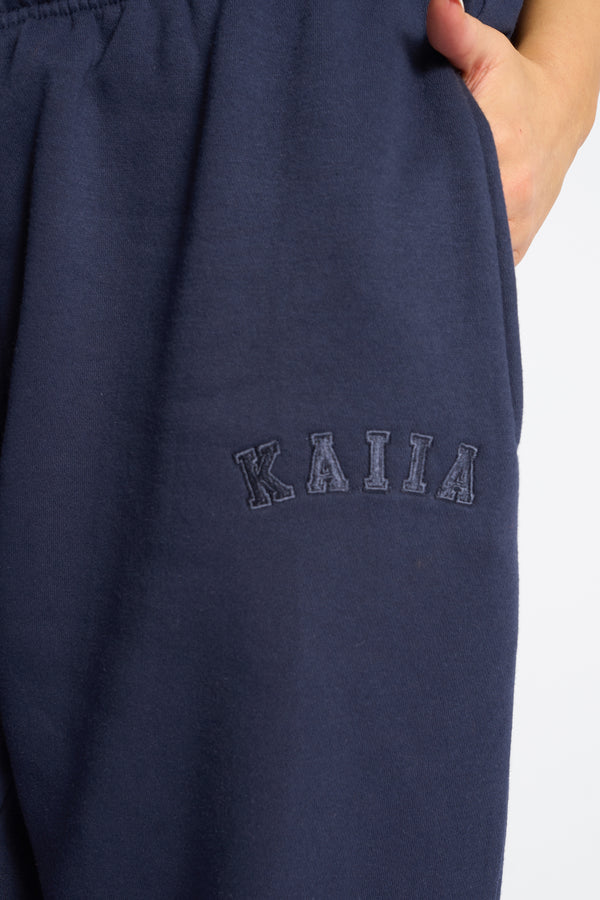 Kaiia Logo Cuffed Leg Joggers Deep Blue