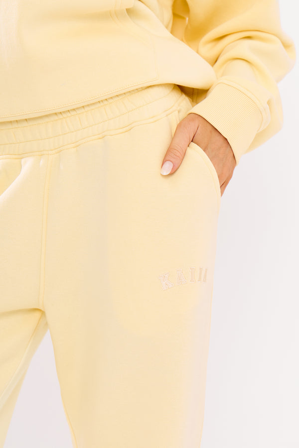 Kaiia Logo Flared Wide Leg Joggers Lemon
