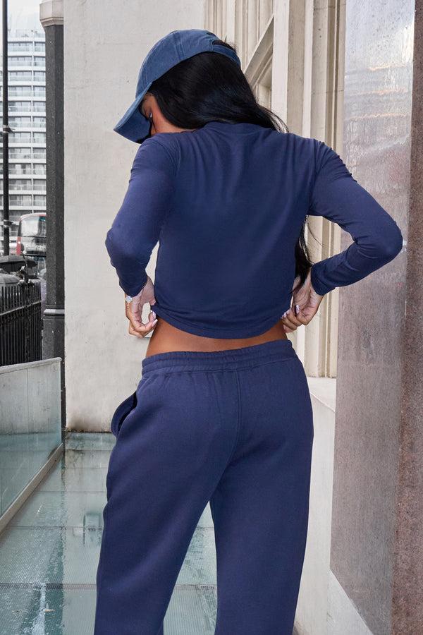 Kaiia Logo Long Sleeve Baby Tee Navy & Burgundy