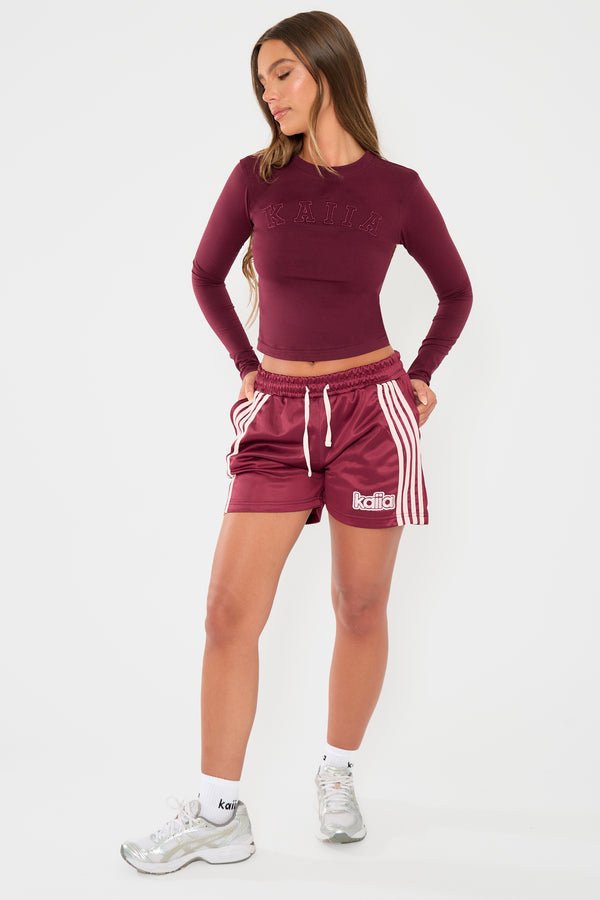 Kaiia Logo Long Sleeve Top Cherry