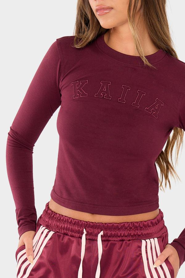 Kaiia Logo Long Sleeve Top Cherry