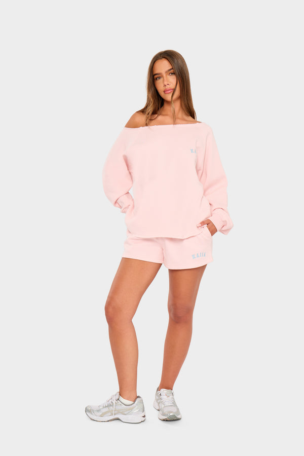 Kaiia Logo Mini Sweat Shorts Baby Pink