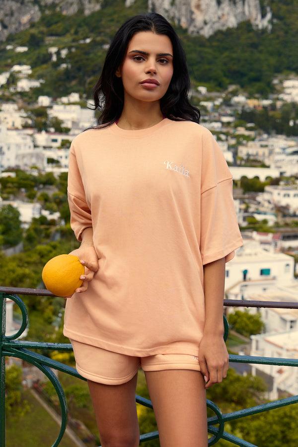 Kaiia Logo Mini Sweat Shorts Tangerine