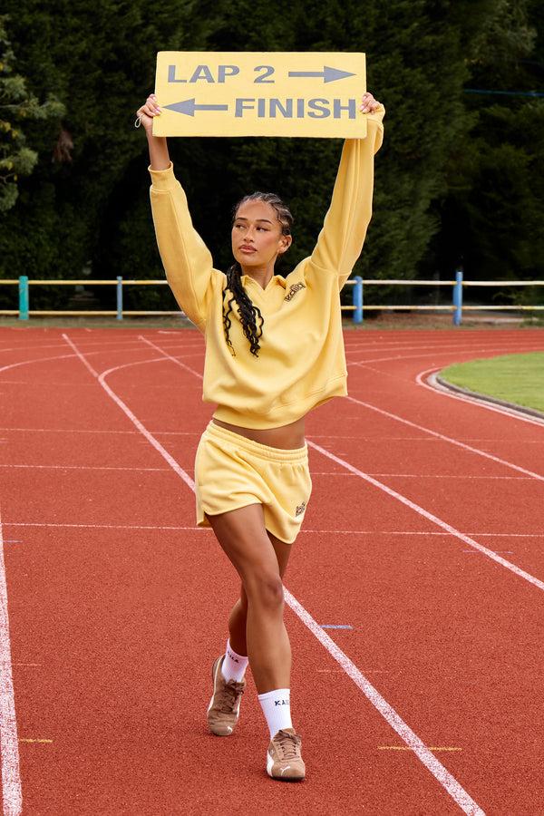Kaiia Logo Oversized Rugby Sweatshirt Yellow