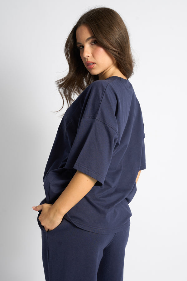 Kaiia Logo Oversized T-Shirt Deep Blue