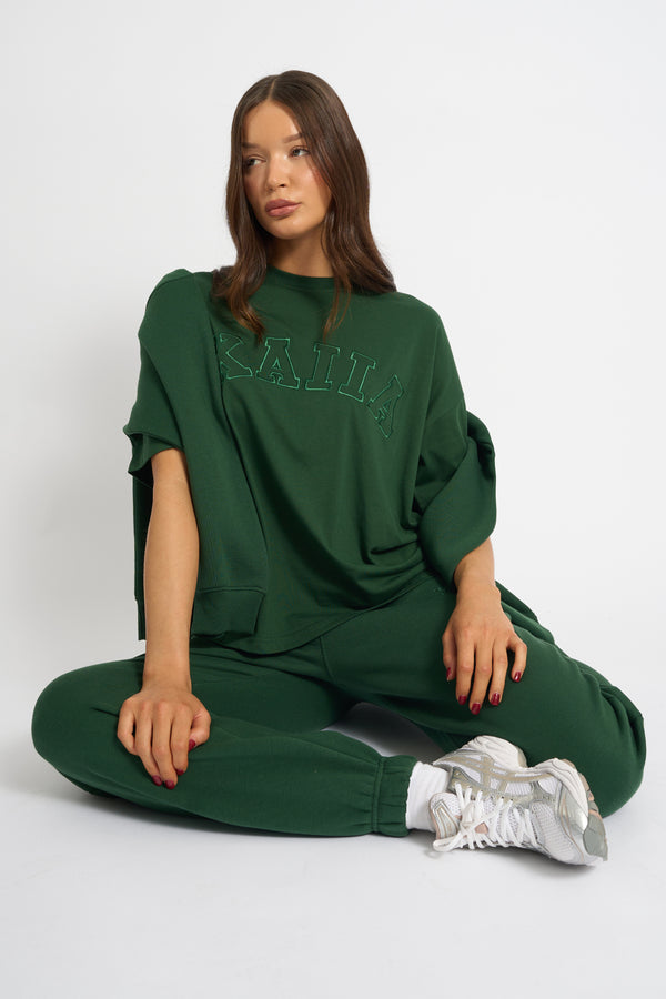 Kaiia Logo Oversized T-Shirt Forest Green