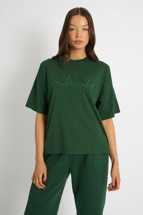 Kaiia Logo Oversized T-Shirt Forest Green