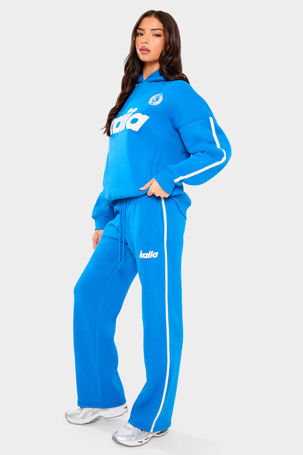 Kaiia Logo Side Stripe Wide Leg Joggers Cobalt Blue