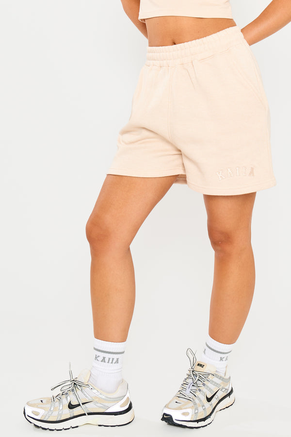 Kaiia Logo Sweat Shorts Cream