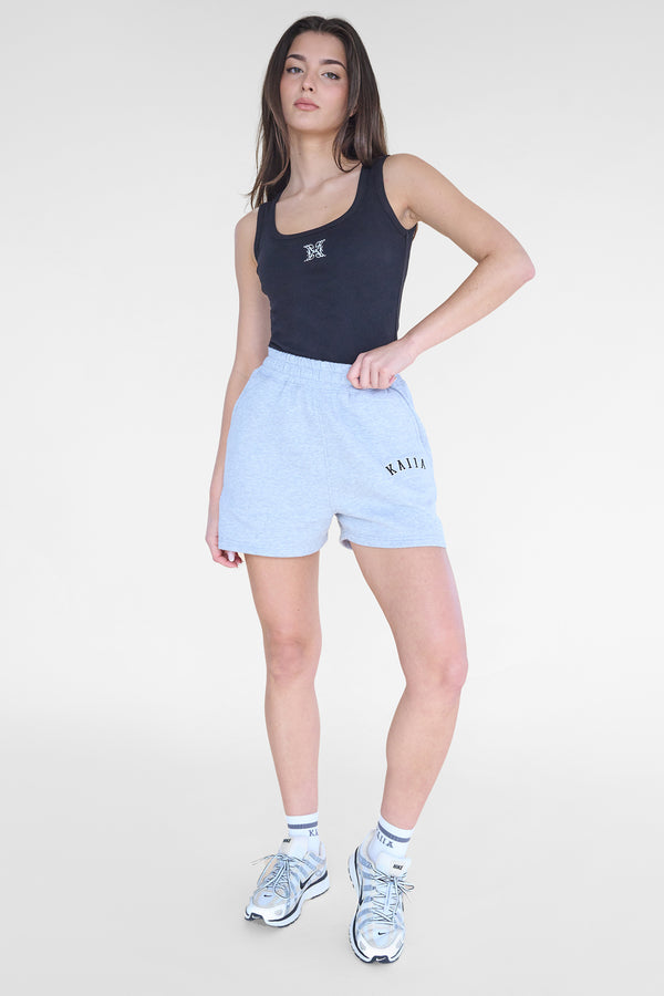 Kaiia Logo Sweat Shorts Grey Marl & Black