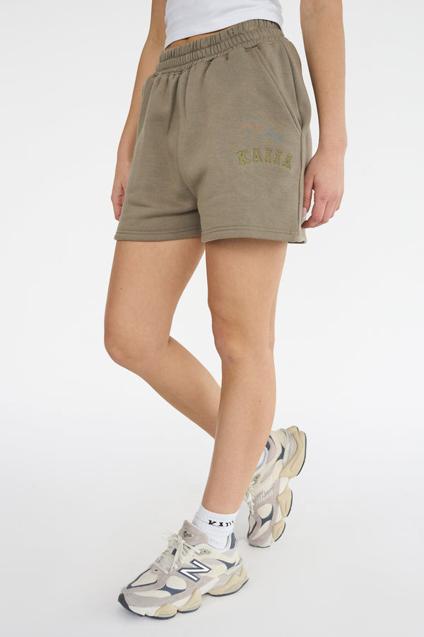 Kaiia Logo Sweat Shorts In Khaki