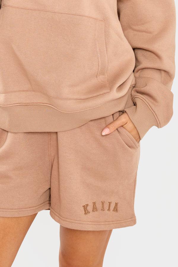 Kaiia Logo Sweat Shorts Latte