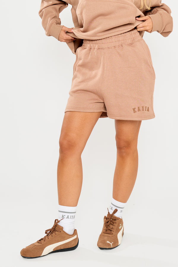 Kaiia Logo Sweat Shorts Latte