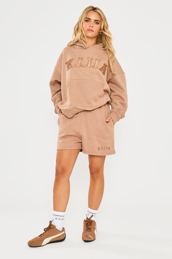 Kaiia Logo Sweat Shorts Latte