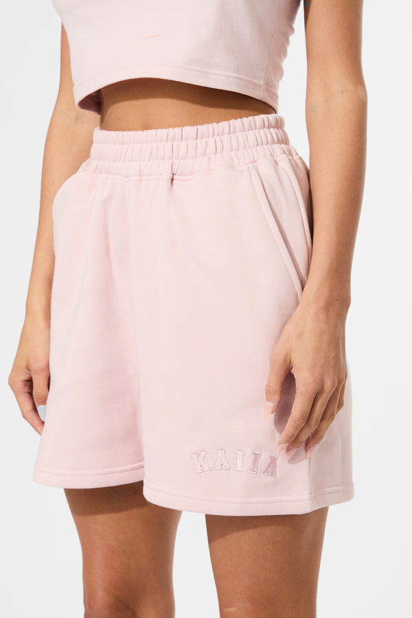Kaiia Logo Sweat Shorts Pink Chai