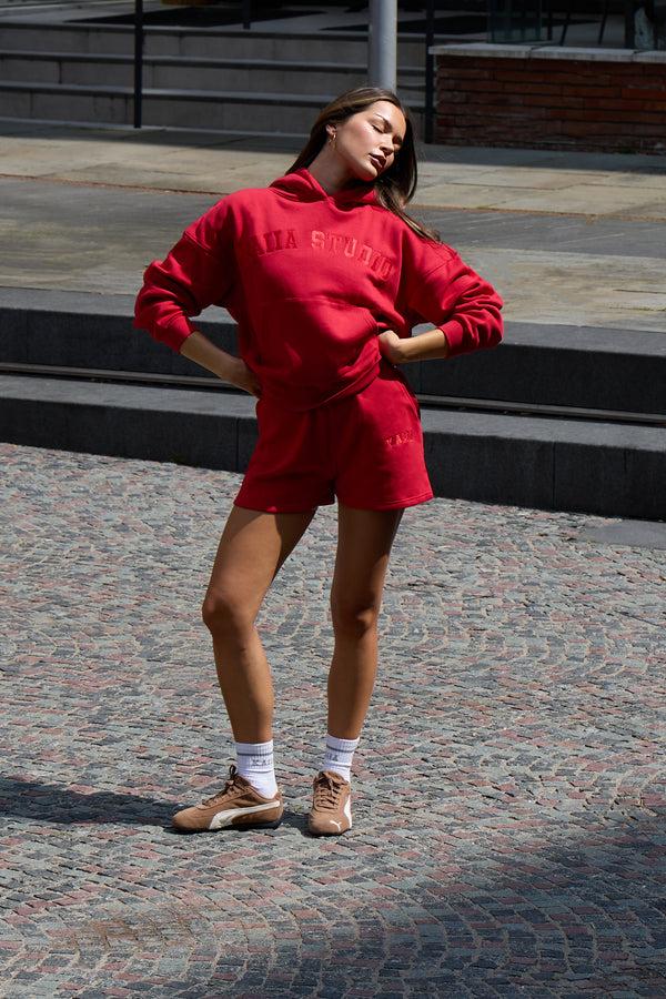 Kaiia Logo Sweat Shorts Red