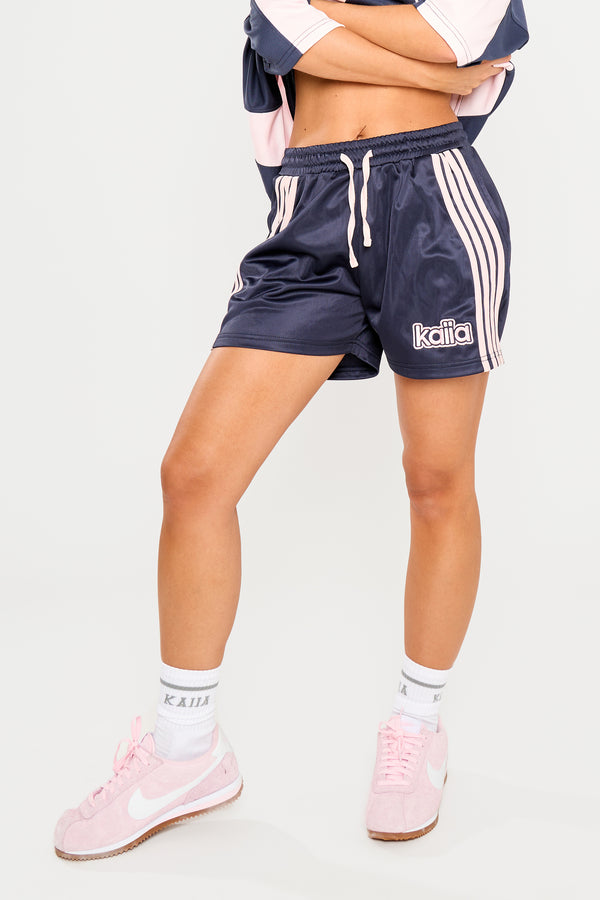 Kaiia Logo Tricot Shorts Navy & Pink