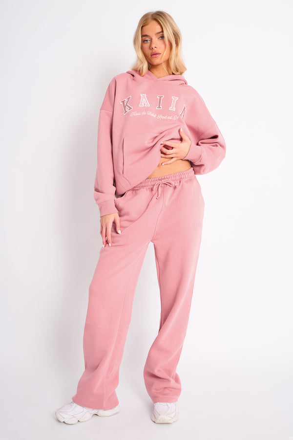 Kaiia Logo Wide Leg Jogger Blusher