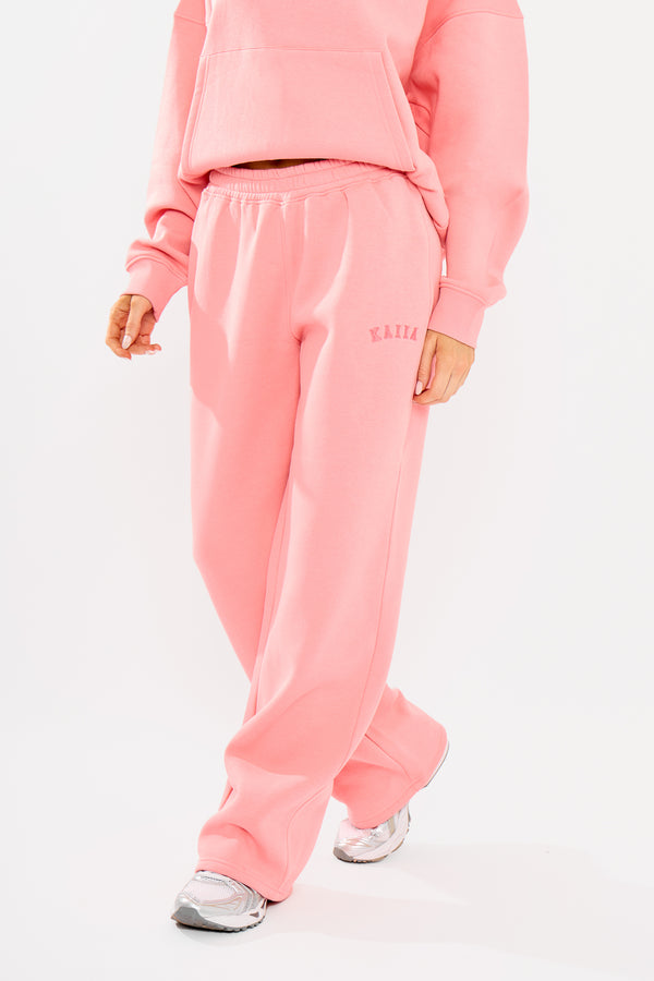 Kaiia Logo Wide Leg Joggers Angel Pink